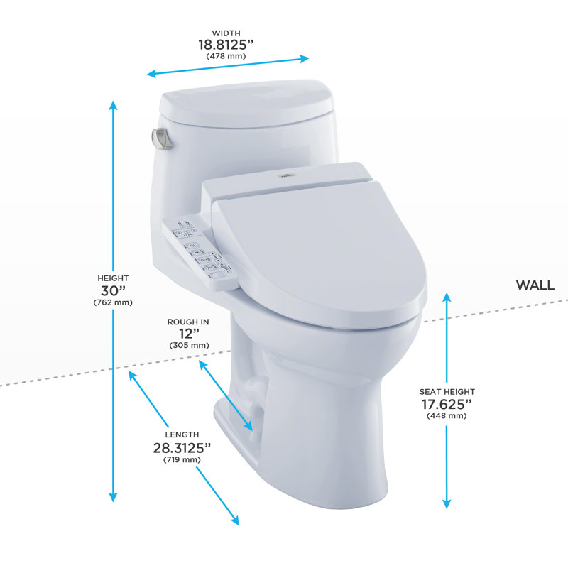 TOTO UltraMax II 1.28 GPF Elongated Bidet Toilet (Seat Included